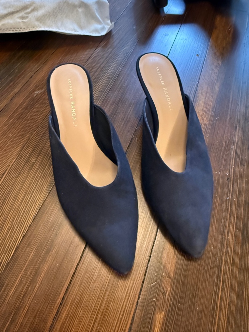 Loeffler Randall Navy Suede Pointed Slip-On Mules
